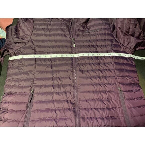Eddie Bauer Purple Microlight Down Parka Hooded Long Puffy Sz XL - Picture 9 of 12